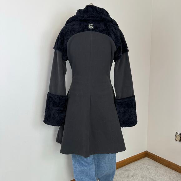 Vintage Mimdo Penny Lane Black Trim Gray Fleece Full Zip Long Jacket (Sz S) - Picture 14 of 15